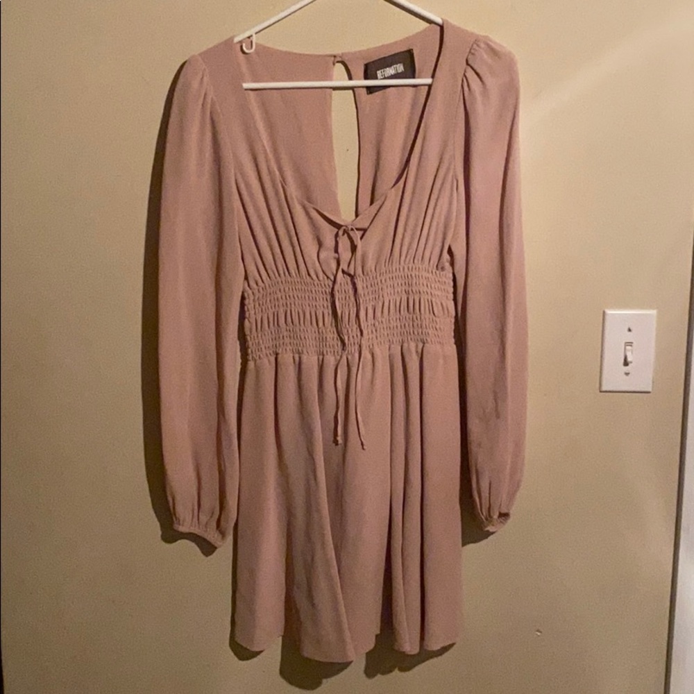 small/medium blush long sleeve reformation dress